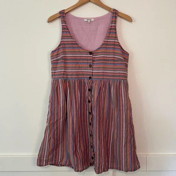 Madewell Blogger Favorite Scoopneck Tank Shirt Dress in Rainbow Stripe - Picture 3 of 7